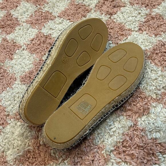 BODEN Women’s Orange Suede Pewter Glitter Jute Espadrille Flats Shoes - Picture 5 of 6